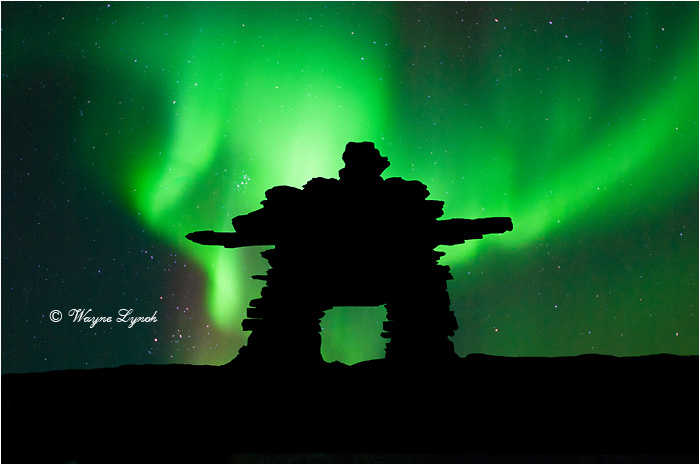 Inukshuk & Northern Lights by Dr. Wayne Lynch &copy;